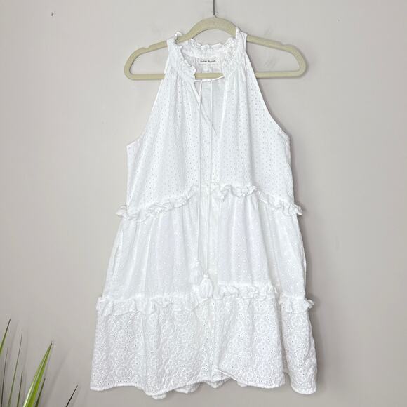 Roller Rabbit‎ Size Large White Tiered Halter Neck Tiered A-Line Dress Summer - Picture 1 of 11